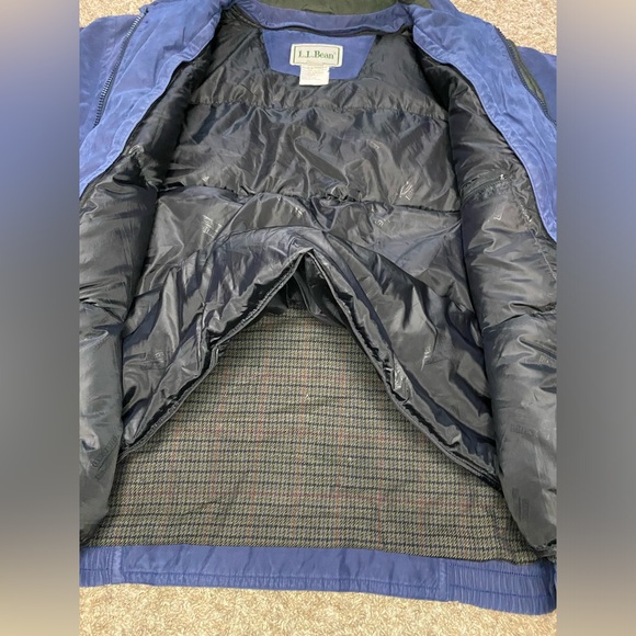 Vintage LL Bean Jacket Blue Puffer Coat Bomber Goose Down Flight Men XL TALL - Picture 10 of 14